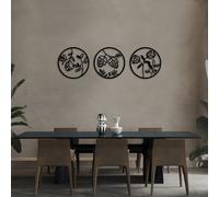 Wallity, Flowers- SKL2371, Noir, Autres décorations pour la maison, 100% métal (épaisseur : 1