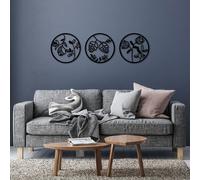 Wallity, Flowers- SKL2372, Noir, Autres décorations pour la maison, 100% métal (épaisseur : 1