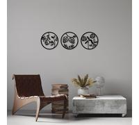 Wallity, Flowers- SKL2373, Noir, Autres décorations pour la maison, 100% métal (épaisseur : 1
