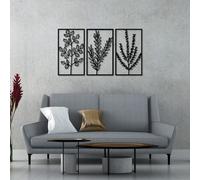Wallity, Flowers- SKL2381, Noir, Autres décorations pour la maison, 40 x 70 cm, 100% métal (épaisseur : 1