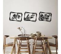 Wallity, Flowers- SKL2485, Noir, Autres décorations pour la maison, 60 x 47 cm, 100% métal (épaisseur : 1