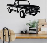Wallity, FORD F-250 Ranger Pickup, Accessoire mural décoratif en métal, noir, 100 % METAL, 60 x 33 cm