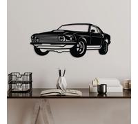 Wallity, FORD Mustang 1969 Fastback, Accessoire mural décoratif en métal, noir, 100 % METAL, 60 x 26 cm