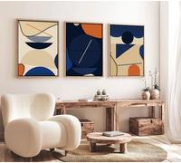 Wallity, Huhu101 - 30 x 40, Peinture décorative encadrée en MDF (3 pièces), 100 % MDF, multicolore, 30 x 40 cm