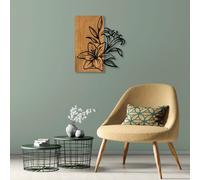 Wallity, MA- SKL2264, couleur noyer,noir, Autres décorations pour la maison, 58 x 52 cm, 50% bois (épaisseur : 3 cm) / métal (épaisseur : 1