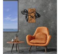 Wallity, MA- SKL2288, Couleur noyer,Noir, Autres décorations pour la maison, 58 x 80 cm, 50% bois (épaisseur : 3 cm) / métal (épaisseur : 1