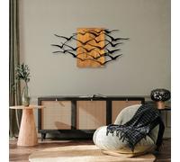Wallity, MA- SKL2293, Couleur noyer,Noir, Autres décorations pour la maison, 70 x 140 cm, 50% bois (épaisseur : 3 cm) / métal (épaisseur : 1