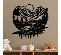 Wallity, Montain River, accessoire mural décoratif en métal, noir, 100 % METAL, 51 x 54 cm