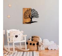 Wallity, Monumental- SKL2455, couleur noyer,noir, autres décorations pour la maison, 58 x 58 cm, 100% bois (épaisseur : 3 cm) / métal (épaisseur : 1