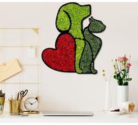 Wallity, Moss - Dog & Cat Lover, Accessoire mural décoratif, rouge, 100 % MDF / MOOS, 48 x 43 x 1,2 cm