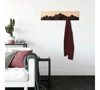 Wallity, Mountain 3, Crochet mural en bois, Naturel, 50 % BOIS / 50 % MÉTAL, 60 x 5 x 14 cm