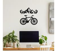 Wallity, Mountain And Bicycle - M, Accessoire mural décoratif en métal, 100 % METAL, noir, 50 x 18 cm