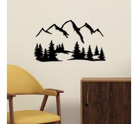 Wallity, Nature And Mountain - 1, Accessoire mural décoratif en métal, 100 % METAL, noir, 66 x 23 cm