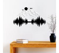 Wallity, Nature And Mountain - 10, Accessoire mural décoratif en métal, 100 % METAL, noir, 52 x 20 cm