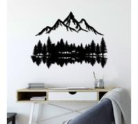 Wallity, Nature And Mountain - 11, Accessoire mural décoratif en métal, 100 % METAL, noir, 62 x 22 cm