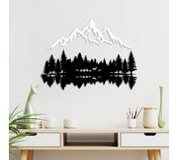 Wallity, Nature And Mountain - 12, Accessoire mural décoratif en métal, 100 % METAL, noir, 62 x 22 cm