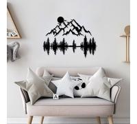 Wallity, Nature And Mountain - 13, Accessoire mural décoratif en métal, 100 % METAL, noir, 59 x 25 cm