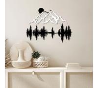 Wallity, Nature And Mountain - 14, Accessoire mural décoratif en métal, 100 % METAL, noir, 59 x 25 cm