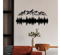 Wallity, Nature And Mountain - 15, Accessoire mural décoratif en métal, 100 % METAL, noir, 62 x 14 cm