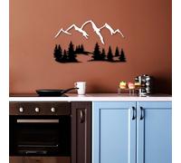 Wallity, Nature And Mountain - 2, Accessoire mural décoratif en métal, 100 % METAL, noir, 66 x 23 cm