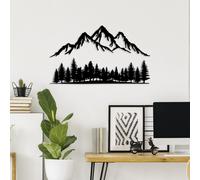 Wallity, Nature And Mountain - 3, Accessoire mural décoratif en métal, 100 % METAL, noir, 70 x 22 cm