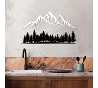 Wallity, Nature And Mountain - 4, Accessoire mural décoratif en métal, 100 % METAL, noir, 70 x 22 cm