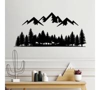Wallity, Nature And Mountain - 5, Accessoire mural décoratif en métal, 100 % METAL, noir, 54 x 14 cm
