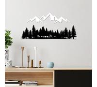 Wallity, Nature And Mountain - 6, Accessoire mural décoratif en métal, 100 % METAL, noir, 54 x 14 cm