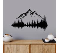 Wallity, Nature And Mountain - 7, Accessoire mural décoratif en métal, 100 % METAL, noir, 52 x 20 cm