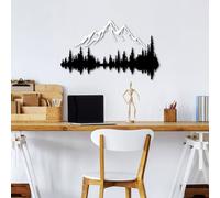 Wallity, Nature And Mountain - 8, Accessoire mural décoratif en métal, 100 % METAL, noir, 52 x 20 cm