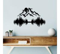 Wallity, Nature And Mountain - 9, Accessoire mural décoratif en métal, 100 % METAL, noir, 52 x 20 cm