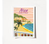 Wallity, Nice Cote D'Azur - 1997, Poster A4, Mehrfarbig, 100 % MATTE SATIN, 21 x 29,7 cm