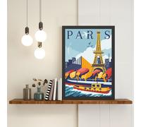 Wallity, Paris 4 (40 x 55), Peinture décorative encadrée en MDF, 100 % MDF, multicolore, 40 x 55 cm