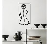 Wallity, Rose Silhouette - M, Accessoire mural décoratif en métal, 100 % METAL, noir, 50 x 27 cm