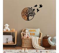 Wallity, Tree And Birds - 322, Décoration murale, noir, métal, 92 x 71 x 3 cm