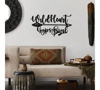 Wallity, Wild Heart Gypsy Soul, Accessoire mural décoratif en métal, noir, 100 % METAL, 60 x 32 cm