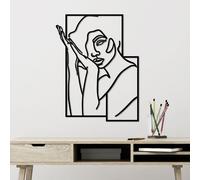 Wallity, Woman 2 - L, Accessoire mural décoratif en métal, 100 % METAL, noir, 70 x 54 cm