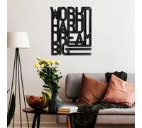 Wallity, Work Hard Dream Big 2, Accessoire mural décoratif en métal, noir, 100 % METAL, 46 x 55 cm
