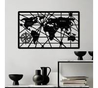 Wallity, World Map 7-M, Accessoire mural décoratif en métal, 100 % METAL, noir, 50 x 82 cm