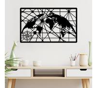 Wallity, World Map 8-M, Accessoire mural décoratif en métal, 100 % METAL, noir, 50 x 82 cm