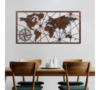 Wallity, World Map Large - 2, Accessoire mural décoratif en métal, 100 % METAL, multicolore, 120 x 60 cm