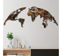 Wallity, World Map Medium - 3, décoration murale, multicolore, métal, 150 x 59 cm