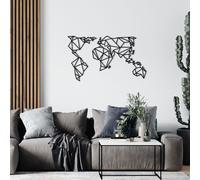 Wallity, World Map Metal Decor, décoration murale, noir, métal, 100 x 59 cm
