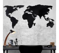 Wallity, World Map Silhouette, décoration murale, noir, métal, 60 x 120 cm