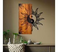 Wallity, Yin Yang, accessoire mural décoratif en bois, noyer, 100 % BOIS / MÉTAL, 50 x 3 x 58 cm