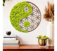 Wallity, Yin Yang, décoration murale, vert, MDF, 44 x 44 x 1 cm