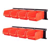 Wallmaster 8-Bin Storage Bins Garage Rack System 2-Tier Orange Tool Organizers Cube Baskets Wall Mount Organizations (Orange)