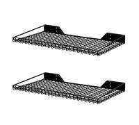 Wallmaster Lot de 2 étagères murales de Garage en métal Robuste en Maille pour Garage, Bureau, sous-Sol et kithcen, Charge maximale de 29,5 kg (Noir) 60 x 30 cm
