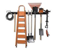 Wallmaster Support mural de rangement, 15 crochets pour outils, outils de jardin, râteaux, pelles, balais, éléments de tondeuse, charge maximale 190 kg
