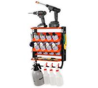 Wallmaster Support mural robuste pour bombe de lubrifiant pour garage et maison | 8 trous et 2 étagères